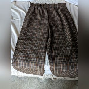 Madewell Brown Plaid Paperbag Waist Tapered Leg Pants NWT